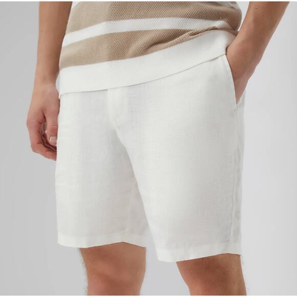 Onia white linen men's flat front shorts - Picture 1 of 5
